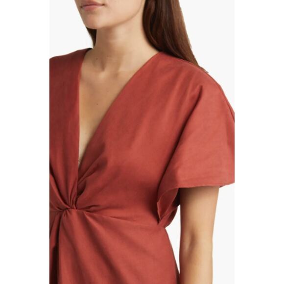 JULIA JORDAN Women's Twist Front Dress Size 14 Rust Orange Flutter Sleeve NWOT - Picture 3 of 13